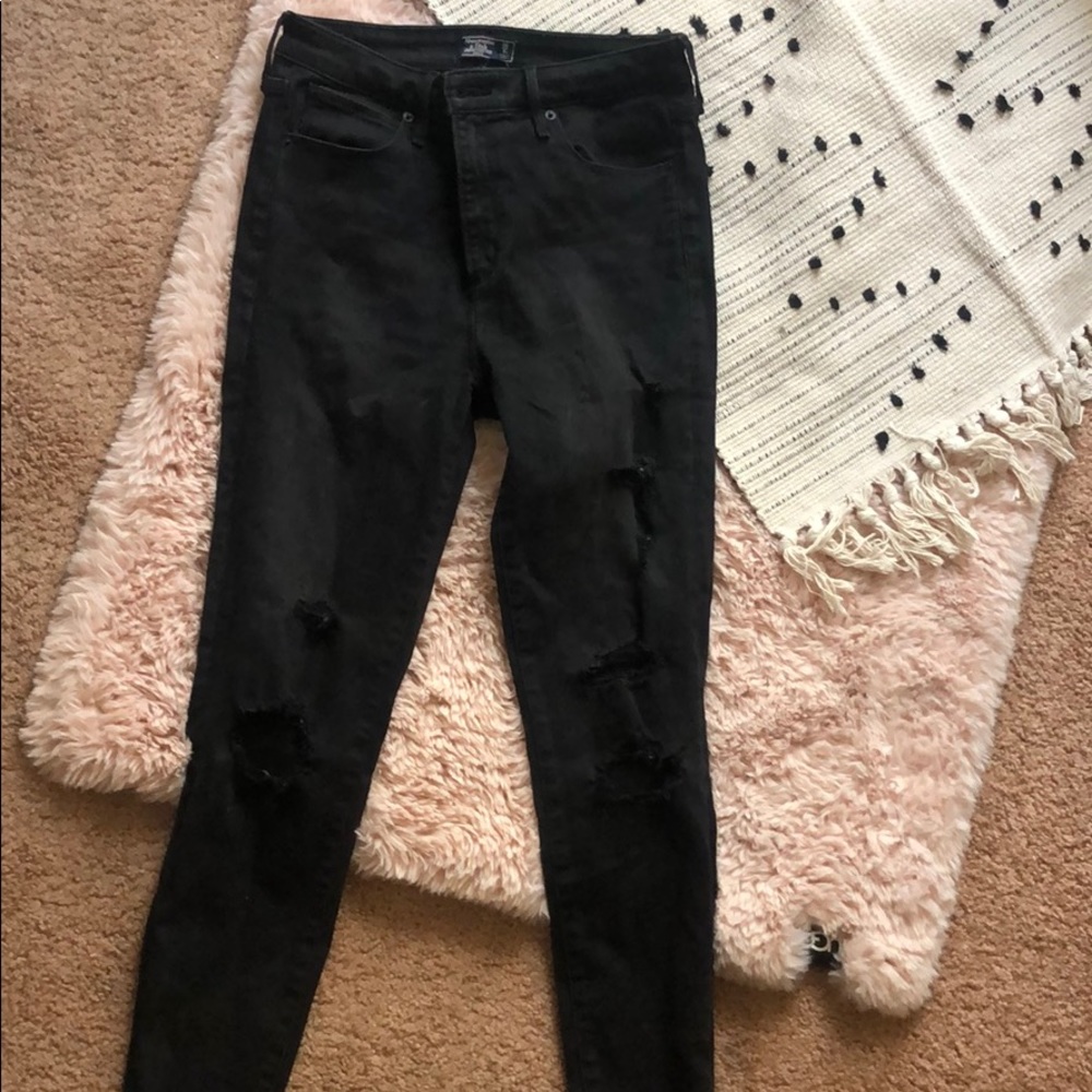 High rise stretchy distressed jeans